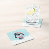 かわいい子犬、ベビー スクエアペーパーコースター (インサイチュ)