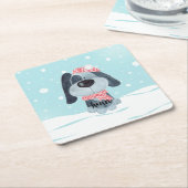 かわいい子犬、ベビー スクエアペーパーコースター (アングル)