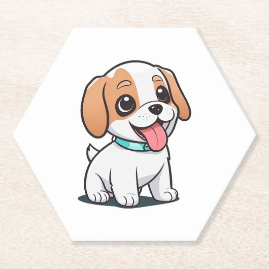 かわいい子犬 ペーパーコースター (正面)