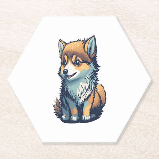 かわいい子犬 ペーパーコースター (正面)