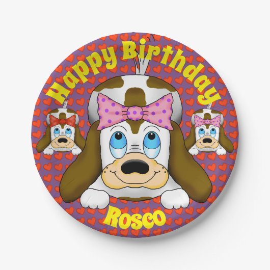 かわいい子犬 ペーパープレート (正面)