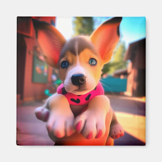 かわいい子犬 マグネット (正面)