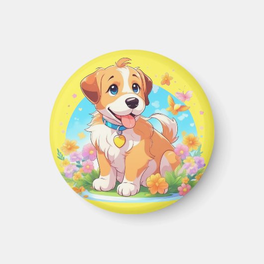 かわいい子犬 マグネット (正面)