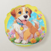 かわいい子犬 ラウンドクッション (裏面)