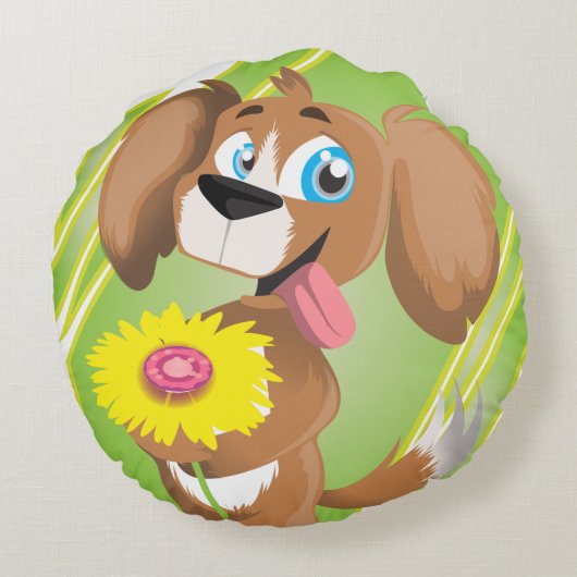 かわいい子犬 ラウンドクッション (裏面)