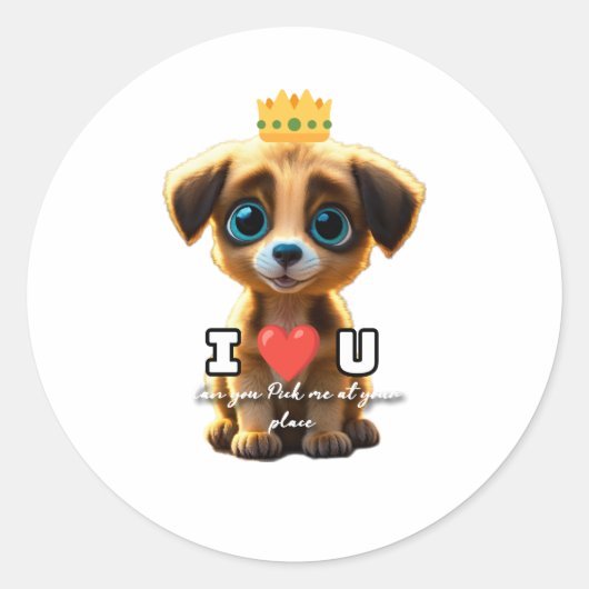 かわいい子犬 ラウンドシール (正面)