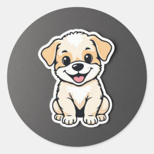 かわいい子犬 ラウンドシール