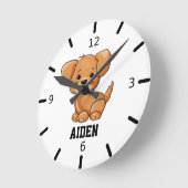 かわいい子犬 ラウンド壁時計 (傾斜)