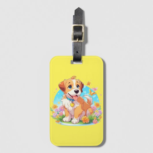 かわいい子犬 ラゲッジタグ (正面縦)
