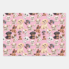 かわいい子犬 ラッピングペーパーシート