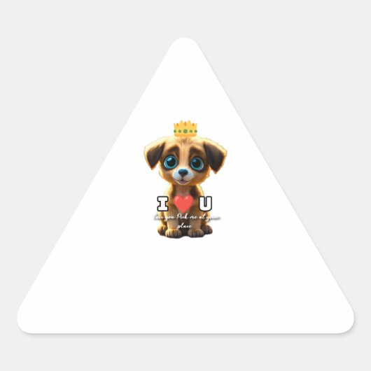 かわいい子犬 三角形シール (正面)