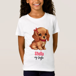 かわいい子犬 |女の子 |お子様 Tシャツ