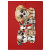 かわいい子犬、子ネコおよびバニーペットポートレートの赤 クリップボード (裏面)