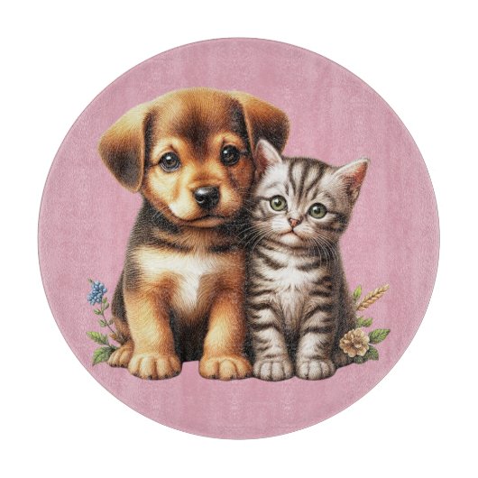 かわいい子犬/子猫 カッティングボード (正面)