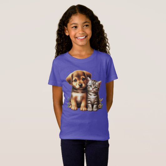 かわいい子犬/子猫 Tシャツ (正面フル)