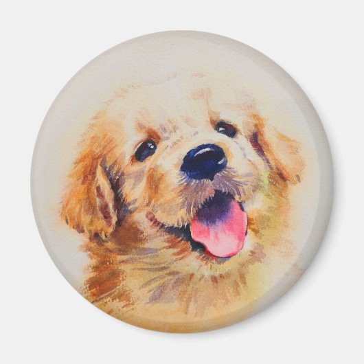 かわいい子犬。彼の名は幸福だ マグネット (正面)