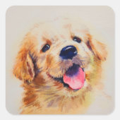 かわいい子犬。彼の名前は「Happy」だ。 スクエアシール (正面)