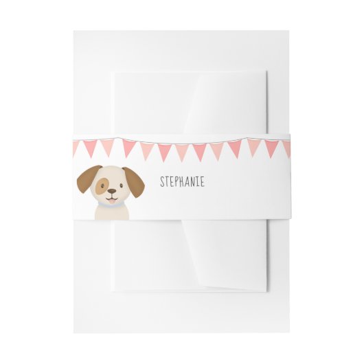 かわいい子犬 招待状ベリーバンド (正面例)
