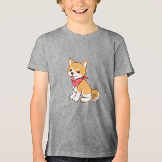 かわいい子犬 柴犬 トライブレンドTシャツ (正面)