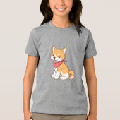 かわいい子犬 柴犬 トライブレンドTシャツ (正面)