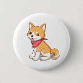 かわいい子犬 柴犬 缶バッジ (正面)