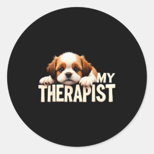 かわいい子犬 私のセラピー犬 シ Shih Tzu ドッグ ラウンドシール