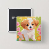 かわいい子犬 缶バッジ (正面&裏面)