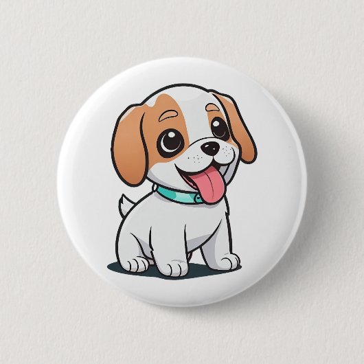 かわいい子犬 缶バッジ (正面)