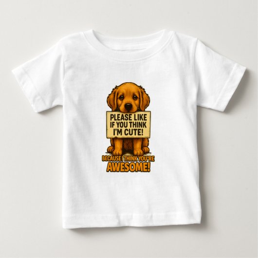 かわいい子犬、面白い犬好きの名言 ベビーTシャツ (正面)