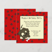 かわいい子犬（骨付き） 招待状 (正面/裏面)