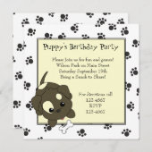 かわいい子犬（骨付き） 招待状 (正面/裏面)