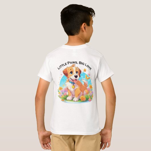 かわいい子犬 Tシャツ (裏面フル)