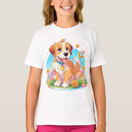 かわいい子犬 Tシャツ (正面)