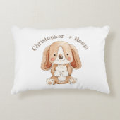 かわいい子犬DBLサイドのカスタム文字子供 アクセントクッション (正面)