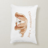 かわいい子犬DBLサイドのカスタム文字子供 アクセントクッション (裏面(縦))