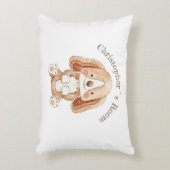 かわいい子犬DBLサイドのカスタム文字子供 アクセントクッション (正面(垂直))