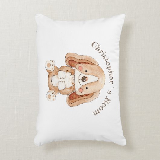 かわいい子犬DBLサイドのカスタム文字子供 アクセントクッション (正面(垂直))
