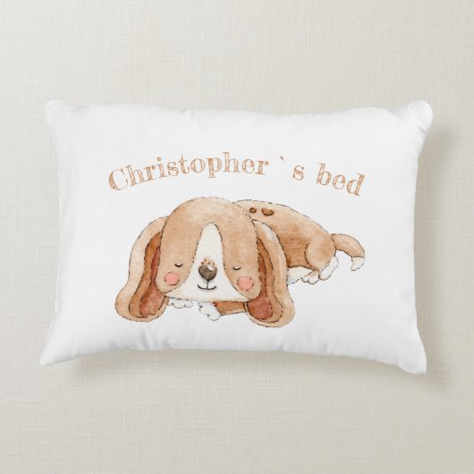 かわいい子犬DBLサイドのカスタム文字子供 アクセントクッション (裏面)