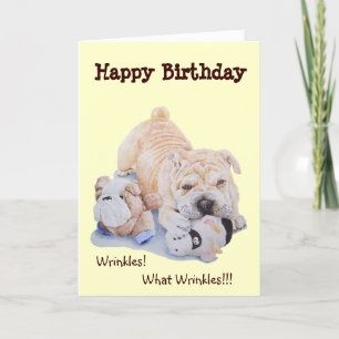 かわいい子犬shar pei犬とテディおもしろい誕生日 カード