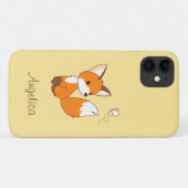 かわいい子狐がチョウチョを眺める Case-Mate iPhoneケース (裏面(横))