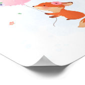 かわいい子狐がピンクの風船で空を飛ぶ ポスター (角)