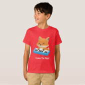 かわいい子狐のピアノキッズTシャツ Tシャツ (正面フル)