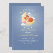 かわいい子狐のログハウス　ウッドランドのベイビーシャワー 招待状 (正面/裏面)