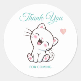 かわいい子猫ありがとうクラシック丸ステッカー ラウンドシール