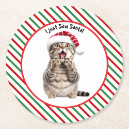 かわいい子猫おもしろいクリスマスキャット紙コースター ラウンドペーパーコースター