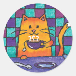 かわいい子猫お茶「キットティーキャット」 ラウンドシール