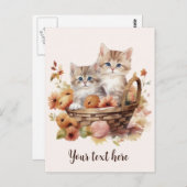かわいい子猫かご秋 ポストカード (正面/裏面)