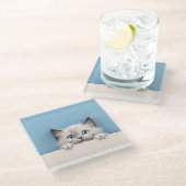 かわいい子猫がのぞくラグドール猫 ガラスコースター (アングル)