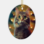 かわいい子猫がクリスマス電球で遊んでいる セラミックオーナメント (右)