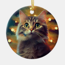 かわいい子猫がクリスマス電球で遊んでいる